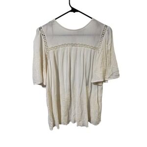 My Danielle Size Medium Ivory Embroidered Top Blouse‎
